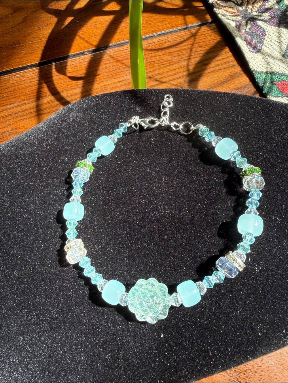 Aqua Crystal Beaded Bracelet